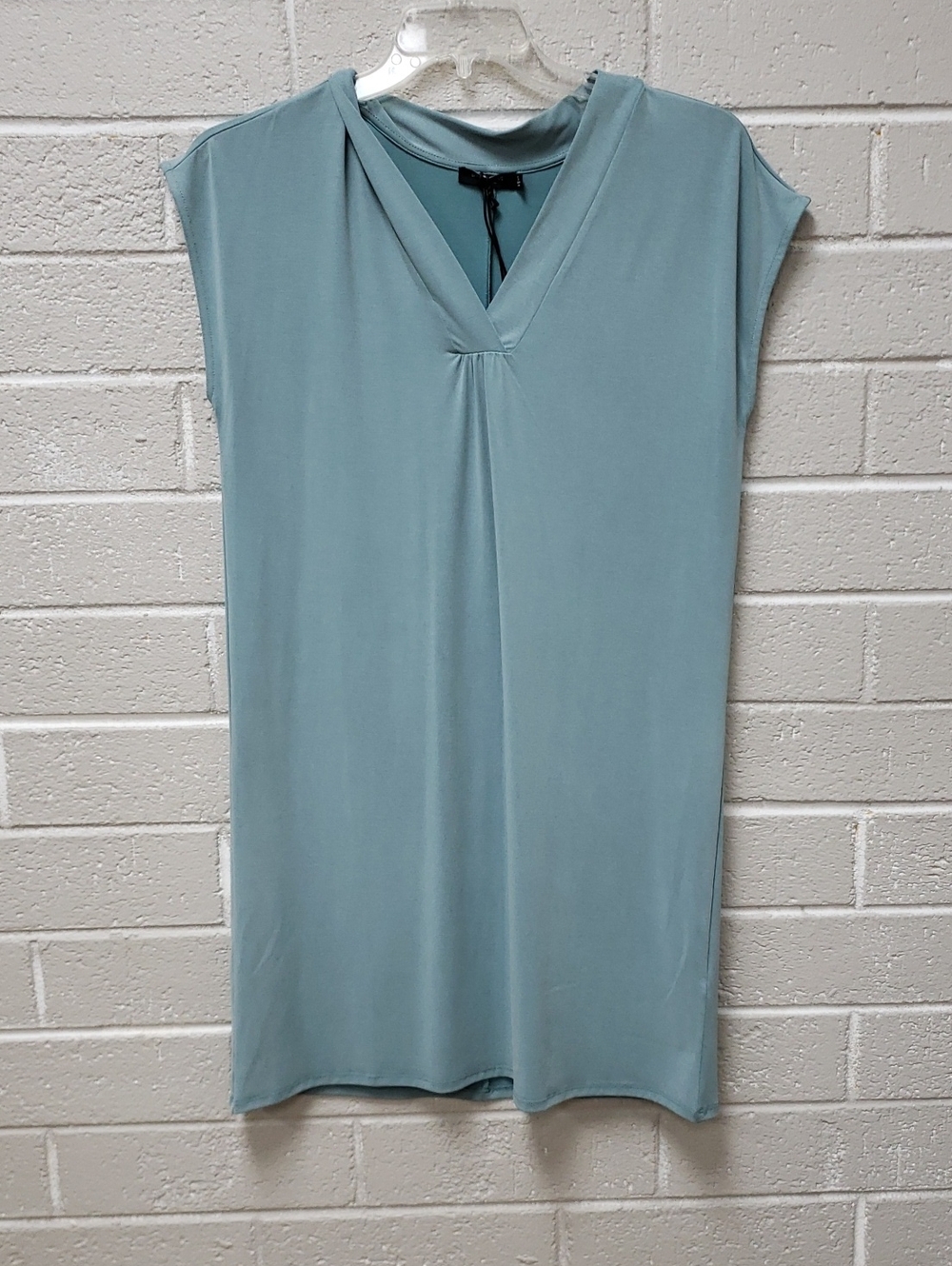 Women's Light Blue V-Neck Cap Sleeve Top